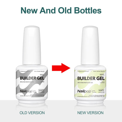 Nailpop 15ml Builder Gel Nail Polish for Nail Apex & Extension Strengthener Upgraded Soak Off UV Gel Rhinestone Glue 4 Colors