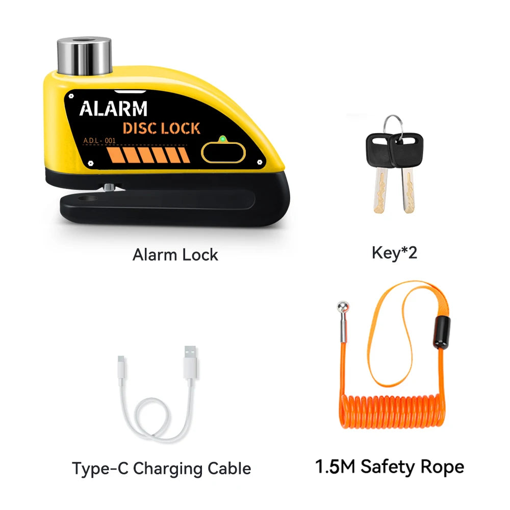 Extractme Motorcycle Alarm Disc Brake Lock 120dB Bicycle Wheel Disk Padlock Security Anti-Theft Lock Scooter Alarma Motocicleta
