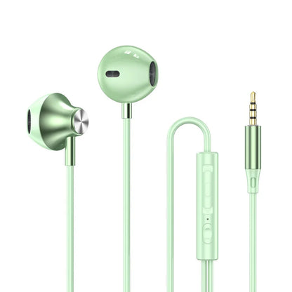 For Samsung Headphones HiFi Surround Sound In-ear USB Type C 3.5mm With wire control Wired Earplugs For Galaxy S24 S23 S22 Ultra in green color with inline controls and 3.5mm jack suitable for electronic items.