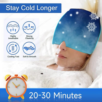 Headache Migraine Relief Hat Gel Ice Cold Compress Therapy Cap Ice Head Wrap Pack Eye Mask For Pressure Relieve Pain Ice Hat