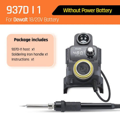 Silverflo 937DI Cordless Soldering Station Portable Soldering Station with Sleep Mode for DEWALT/Milwaukee/MAKITA/Battery 18/20V