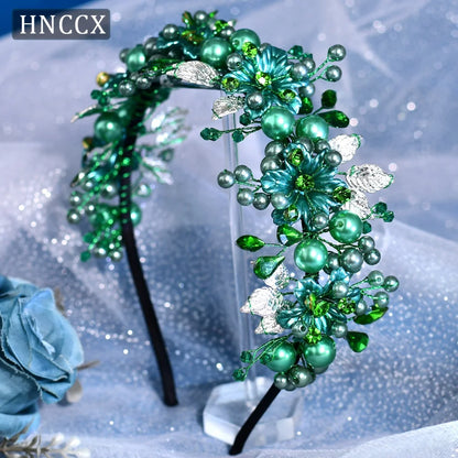 HNCCX Silver Color Alloy Leaves Hair Accessories For Elegant Girls Bride Wedding Hair Jewelry Pearl Headpieces Gift CP603