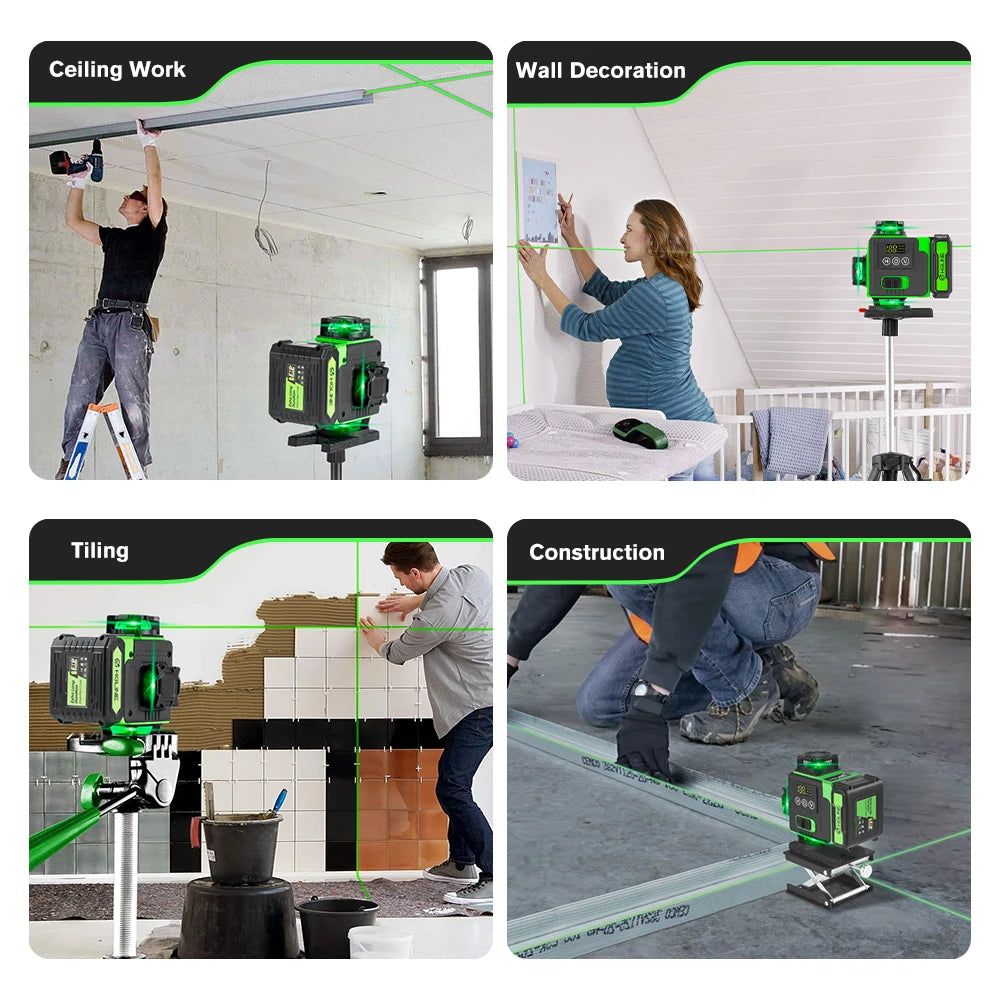 HGLINE 16 Lines Laser Level APP Remote Control Horizontal Vertical Levels Machine Power Display Laser Leveling With 100cm Tripod