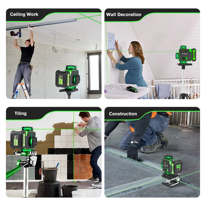 HGLINE 16 Lines Laser Level APP Remote Control Horizontal Vertical Levels Machine Power Display Laser Leveling With 100cm Tripod