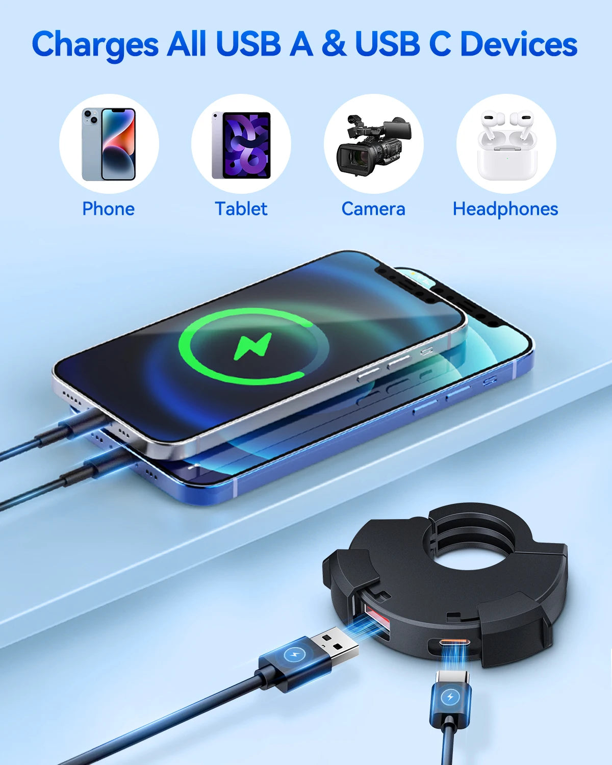 Extractme QC3.0 Motorcycle USB Charger 30W USB Fast Charger Waterproof Handlebar Mounting Bracket Charger for Bike Digital Camer