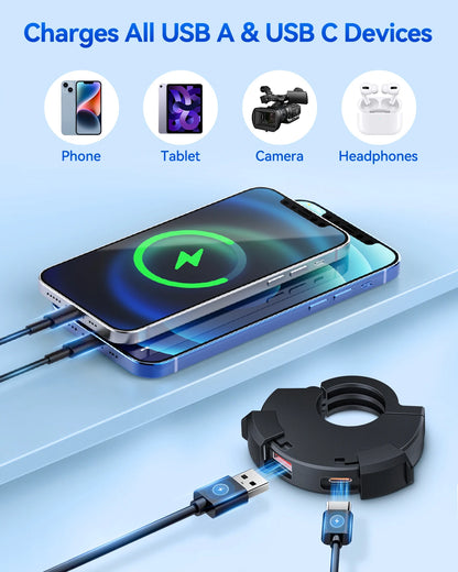 Extractme QC3.0 Motorcycle USB Charger 30W USB Fast Charger Waterproof Handlebar Mounting Bracket Charger for Bike Digital Camer