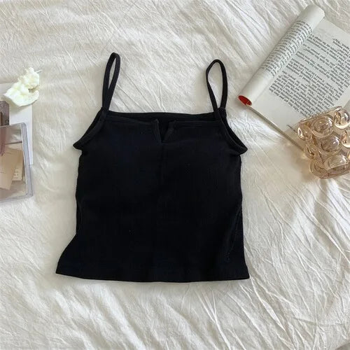 Sexy Solid Color Camisole Underwear Sleeveless For Women Summer Tube Tops Black Girls Soft Bustier Lingerie Tank V-neck Top Vest