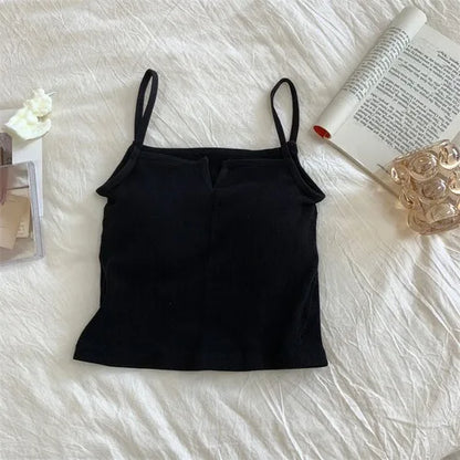 Sexy Solid Color Camisole Underwear Sleeveless For Women Summer Tube Tops Black Girls Soft Bustier Lingerie Tank V-neck Top Vest