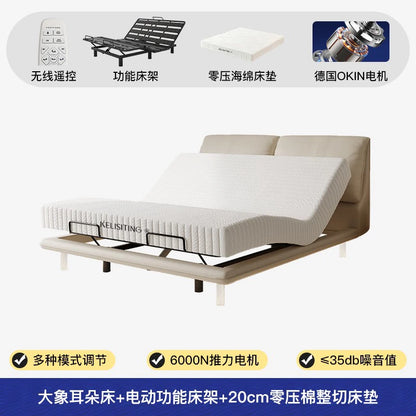 Elegant Modern White Double Bed Frame Luxury Leather Villa Smart Bed Adjustable Electric Cama Matrimonial Bedroom Set Furniture