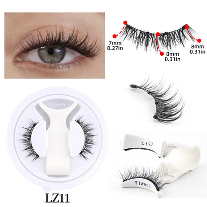 Hot 1 Pair Magnetic Eyelashes Handmade Fluffy Faux Mink Lashes Reusable Natural False Eyelashes and Magnetic Tweezers Set Makeup shown with close-up eye, measurement details, and applicator tool.