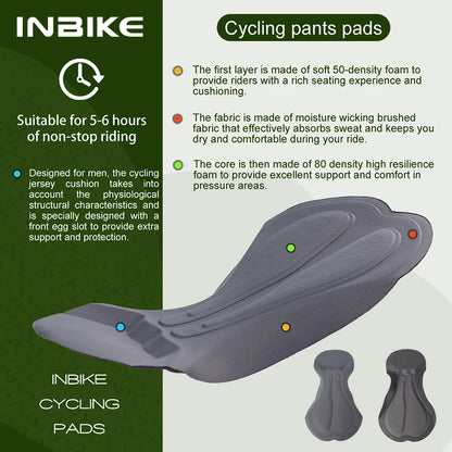 INBIKE Pro Summer Men's Cycling Shorts Bicycle Pants Shock-absorbing Cycling Clothing Mountain Road Bike Tousers With pocket