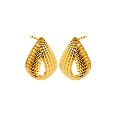 Trendy Stainless Steel Multilayer Circle Twist Knot Earrings for Women Texture Mixed Color Gold Plated Statement Earring Bijoux