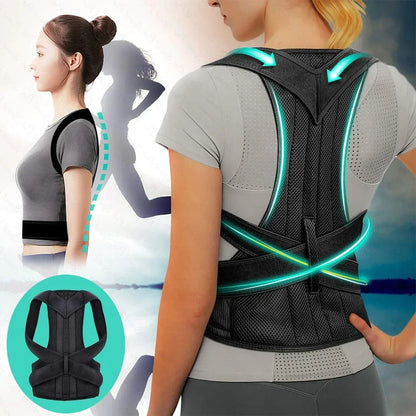 Woman wearing Achieve Posture with Adjustable, Breathable Polyester Posture Corrector - Universal Fit for Pain Rel showing back support and posture alignment effects.