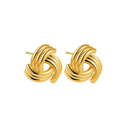 Trendy Stainless Steel Multilayer Circle Twist Knot Earrings for Women Texture Mixed Color Gold Plated Statement Earring Bijoux