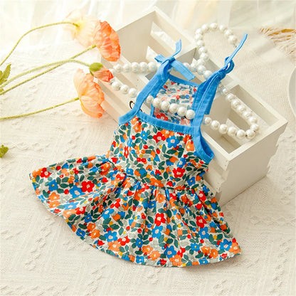 Summer Cotton Sphynx Cat Suspender Skirt Love Flower Pet Princess Dresses for Cats Gotas Katten Kedi Dog Dress mascotas Clothes