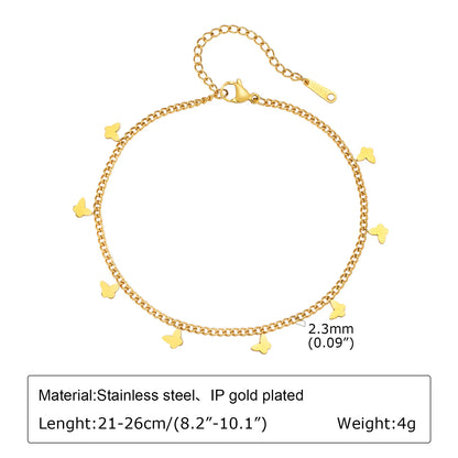 Anklet Bracelet on Legs Stainless Steel ,waterproof Adjustable Beach Beaded Ball Cuban Link Summer Boho Foot Jewelry for Women