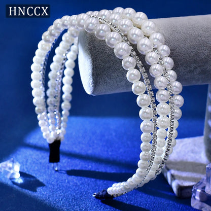 HNCCX Silver Color Alloy Leaves Hair Accessories For Elegant Girls Bride Wedding Hair Jewelry Pearl Headpieces Gift CP603