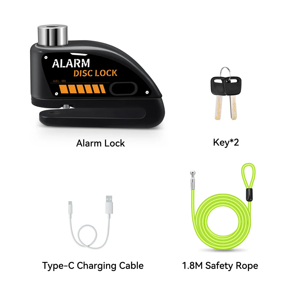Extractme Motorcycle Alarm Disc Brake Lock 120dB Bicycle Wheel Disk Padlock Security Anti-Theft Lock Scooter Alarma Motocicleta