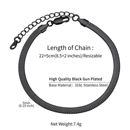 U7 Ankle Bracelets for Women 6mm Flat Curb Cuban Link Snake Figaro Mariner Link Chain Anklets Summer Beach Feet Jewelry Gift