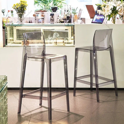 High Dining Bar Chairs Office Nordic Accent Velvet Bar Stools Luxury Transparent Acrylic Design Banqueta Home Furniture HBBC