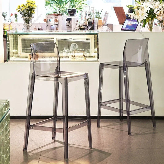High Dining Bar Chairs Office Nordic Accent Velvet Bar Stools Luxury Transparent Acrylic Design Banqueta Home Furniture HBBC