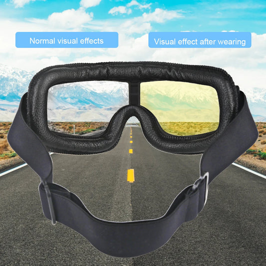 Universal Vintage Goggles Motorcycle Leather Goggles Glasses Cruiser Folding Goggles For Motorcycle Motocross racing Glasses