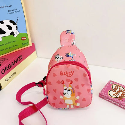 Bingo Friends Children's Bag Cute Bluey Family kids Chest Bag Kindergarten Cartoon Light Crossbody Bag Halloween Christmas gift