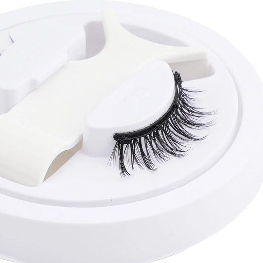 Hot 1 Pair Magnetic Eyelashes Handmade Fluffy Faux Mink Lashes Reusable Natural False Eyelashes and Magnetic Tweezers Set Makeup displayed in white packaging for easy application and storage.