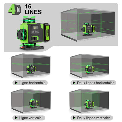 HGLINE 16 Lines Laser Level APP Remote Control Horizontal Vertical Levels Machine Power Display Laser Leveling With 100cm Tripod