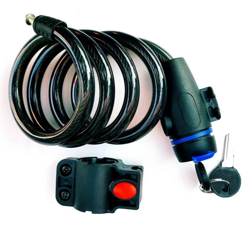 Heavy Duty Motorcycle Chain Lock 80cm Metal Anti Theft Bike Lock with 2 Keys for Maximum Security and Reinforcement of Bicycle, shown coiled with mounting bracket and keys.