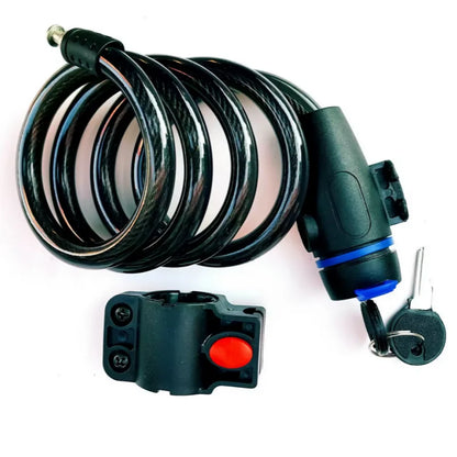 Heavy Duty Motorcycle Chain Lock 80cm Metal Anti Theft Bike Lock with 2 Keys for Maximum Security and Reinforcement of Bicycle, shown coiled with mounting bracket and keys.