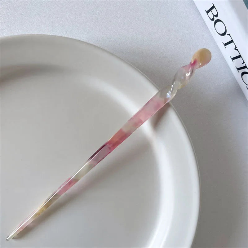 Vintage Chinese Style Hair Sticks for Women Girls Fashion Acetate Chopstick Shaped Hair Clips Pins Jewelry Hair Accessories