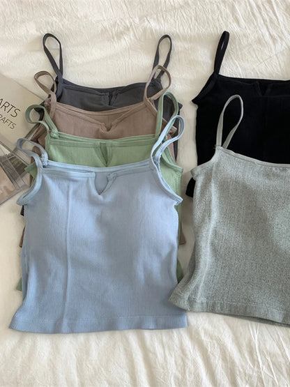 Sexy Solid Color Camisole Underwear Sleeveless For Women Summer Tube Tops Black Girls Soft Bustier Lingerie Tank V-neck Top Vest