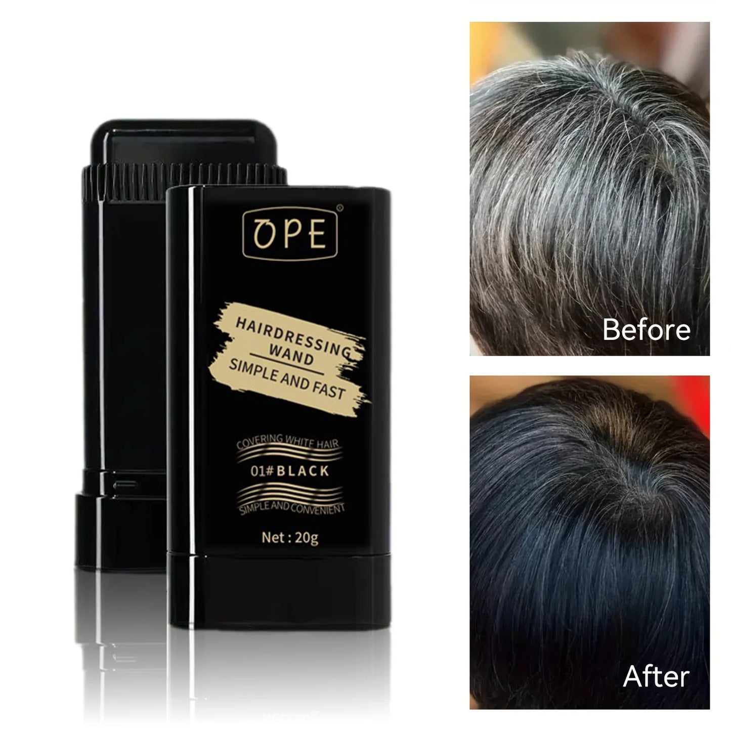 20g quick hair dye stick - permanent coverage, long-lasting effect, portable applicator brush design, touch up the color at home