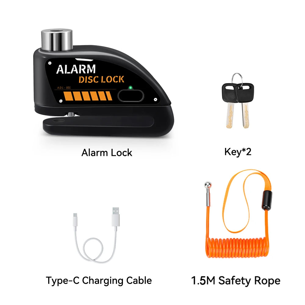 Extractme Motorcycle Alarm Disc Brake Lock 120dB Bicycle Wheel Disk Padlock Security Anti-Theft Lock Scooter Alarma Motocicleta