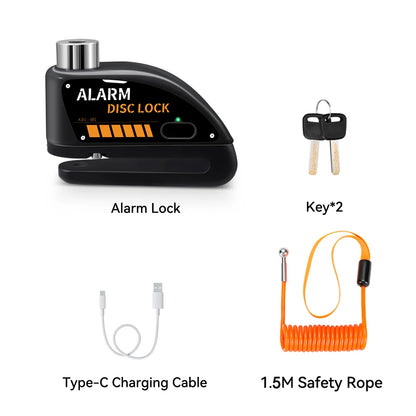 Extractme Motorcycle Alarm Disc Brake Lock 120dB Bicycle Wheel Disk Padlock Security Anti-Theft Lock Scooter Alarma Motocicleta