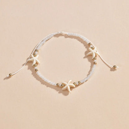Simple Beaded Weaving Adjustable Starfish Anklets For Women Rope Chain Ankle Bracelet Beach Jewelry Summer Accessories