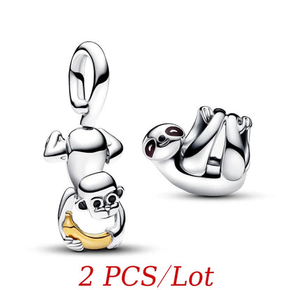 Cute Hanging Sloth Charm Fit Original Pan Bracelet DIY Women Jewelry Gift Sweet Animals Beads 2024 New Arrivals