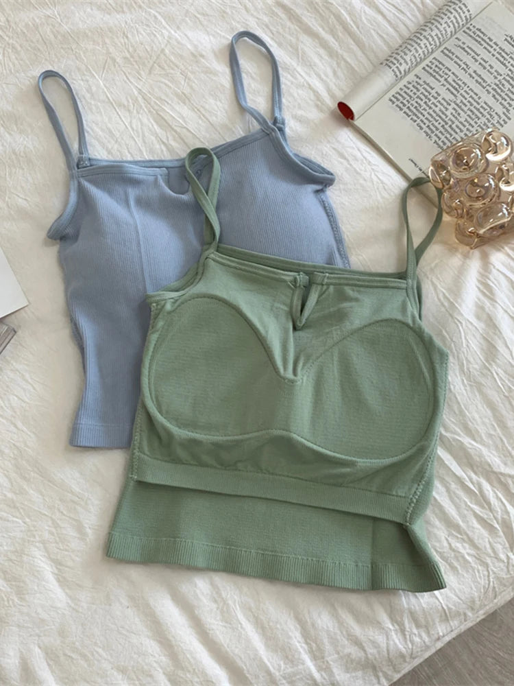 Sexy Solid Color Camisole Underwear Sleeveless For Women Summer Tube Tops Black Girls Soft Bustier Lingerie Tank V-neck Top Vest