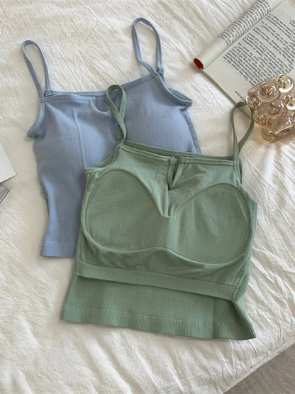 Sexy Solid Color Camisole Underwear Sleeveless For Women Summer Tube Tops Black Girls Soft Bustier Lingerie Tank V-neck Top Vest