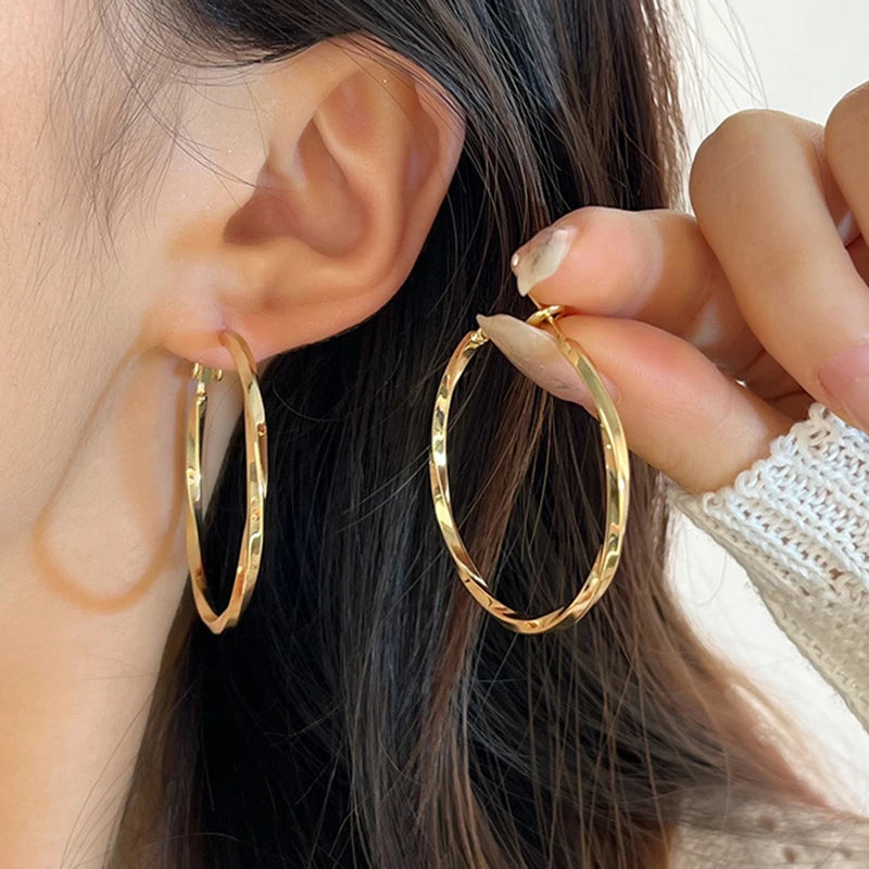 Metal Punk Style Oversized Large Hoop Earrings Twisted Big Circle Round Loop Earrings for Women Exaggerate Party Jewelry Gifts
