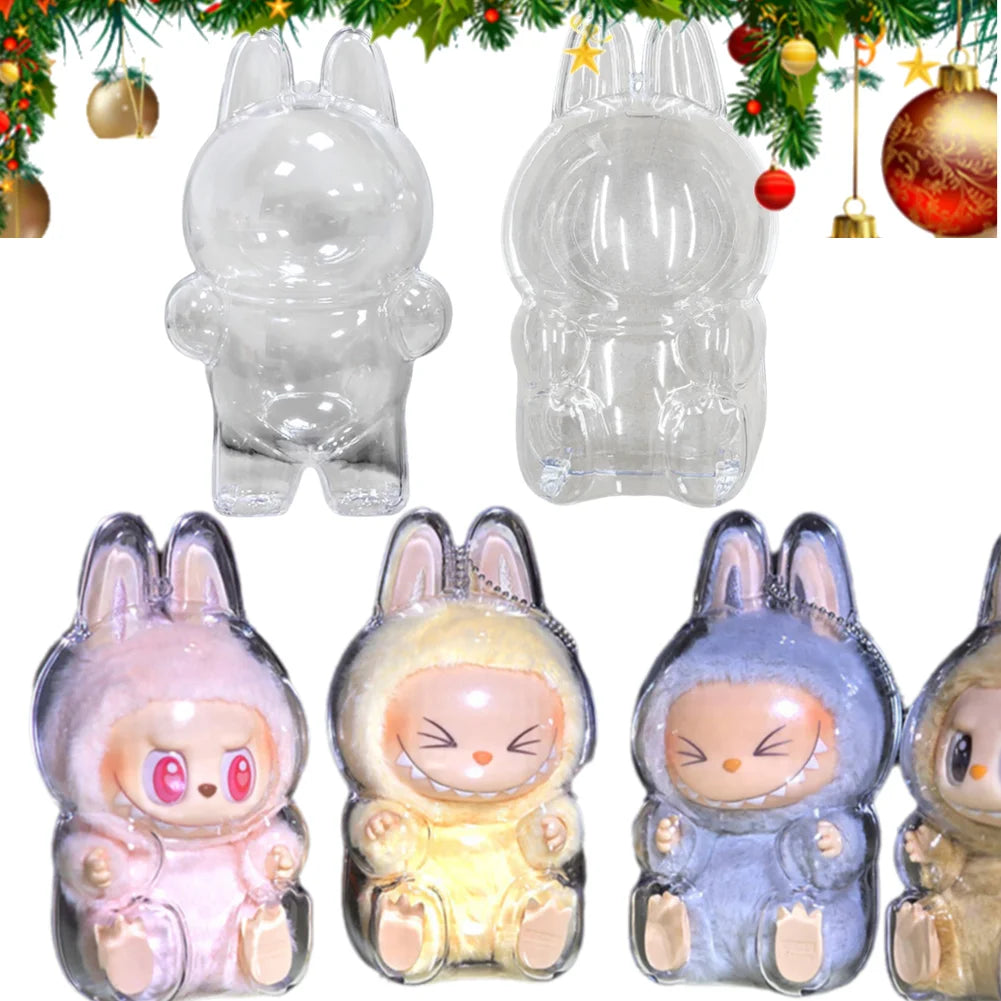 For Labubu Transparent Protective Cover Dustproof Monster Toy Storage Case Cute Elf Plushie Display Cover for Holiday Gifts
