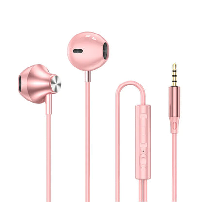 Pink wired earphones with in-ear design, wire control, and 3.5mm USB Type C connector, For Samsung Headphones HiFi Surround Sound In-ear USB Type C 3.5mm With wire control Wired Earplugs For Galaxy S24 S23 S22 Ultra.