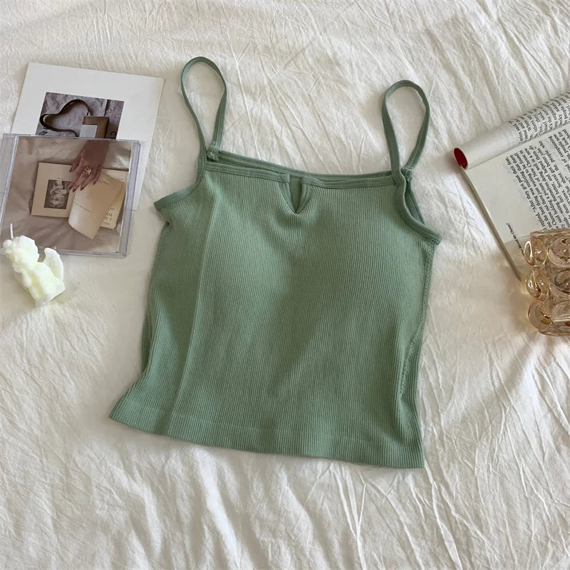 Sexy Solid Color Camisole Underwear Sleeveless For Women Summer Tube Tops Black Girls Soft Bustier Lingerie Tank V-neck Top Vest