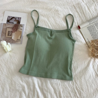 Sexy Solid Color Camisole Underwear Sleeveless For Women Summer Tube Tops Black Girls Soft Bustier Lingerie Tank V-neck Top Vest