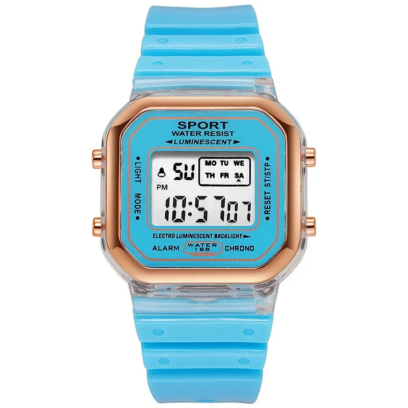 Fashion Brand Student Transparent Electronic Watch Candy Multicolor LED Ladies Sports Waterproof Wirstwatch Clock Gift relógio