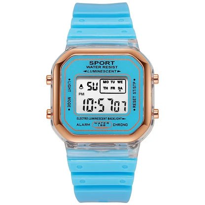 Fashion Brand Student Transparent Electronic Watch Candy Multicolor LED Ladies Sports Waterproof Wirstwatch Clock Gift relógio