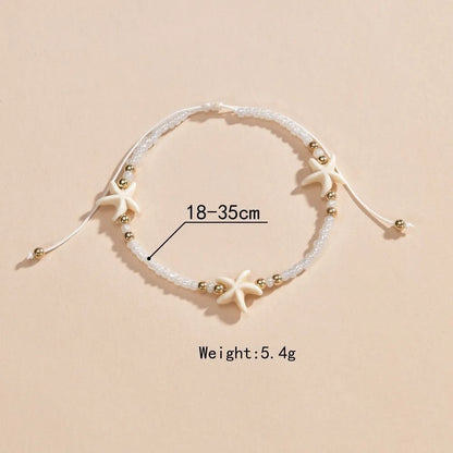Simple Beaded Weaving Adjustable Starfish Anklets For Women Rope Chain Ankle Bracelet Beach Jewelry Summer Accessories