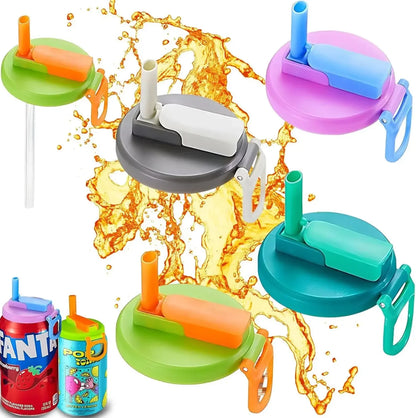 Can Lids With Straws Reusable Silicone Beverage Can Lids Leak-Proof Soda Can Covers With Straws For 2.13” Cans Pack Of 4