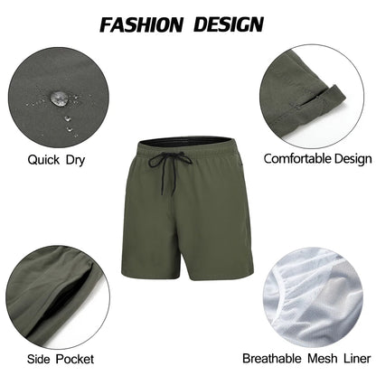 Escatch Brand 2025 Men's Stretch Swim Trunks Quick Dry Beach Shorts With Zipper Pockets and Mesh Lining